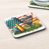 アメリカンフラッグディスクゴルフとビール コースター (左側)