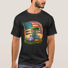 アメリカンフラッグディスクゴルフヴィンテージサン Tシャツ
