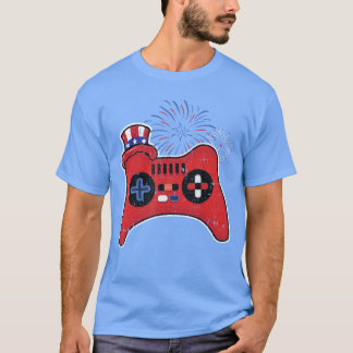 アメリカンフラッグハート 7月4日 ビデオゲームコントローラー Tシャツ