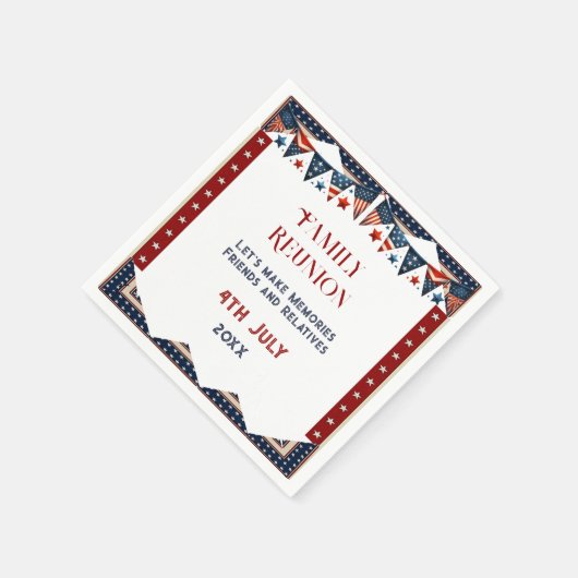 アメリカンフラッグバンティング 家族再会 4th July 家族 スタンダードカクテルナプキン (角)