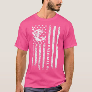 アメリカンフラッグベースボールヴィンテージラージマス魚釣り Tシャツ
