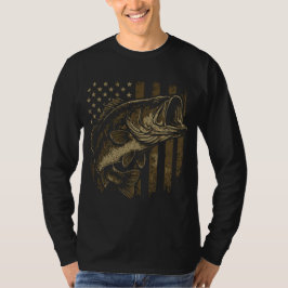 アメリカンフラッグベース – 魚釣りパトリオ Tシャツ