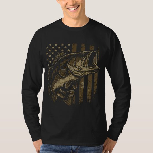 アメリカンフラッグベース – 魚釣りパトリオ Tシャツ (正面)