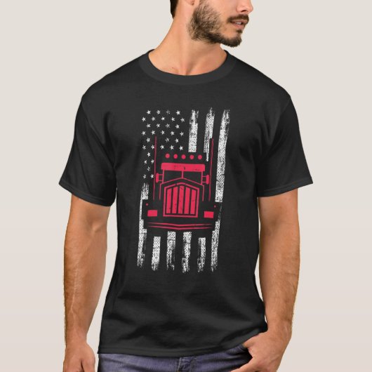 アメリカンフラッグレッドトラック整備士セミトラックドライブ Tシャツ