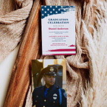 アメリカンフラッグ卒業パーティー招待状軍隊