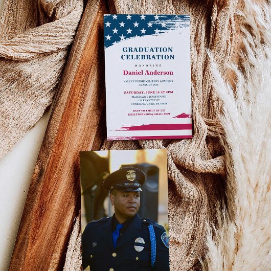 アメリカンフラッグ卒業パーティー招待状軍隊 招待状