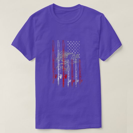 アメリカンフラッグ魚釣りロッド魚釣り恋人59 Tシャツ (デザイン正面)
