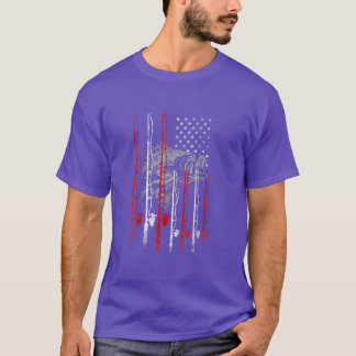 アメリカンフラッグ魚釣りロッド魚釣り恋人59 Tシャツ