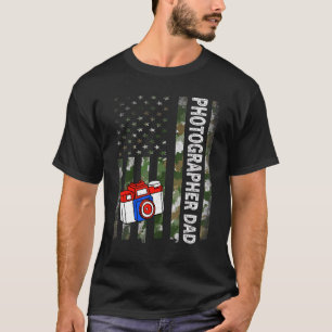 アメリカンフラッグ カモフラージュ フォトグラファー ダッド 父の日 Tシャツ