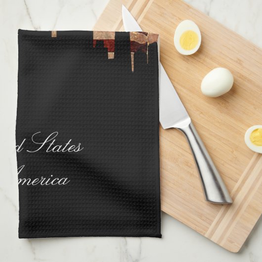 アメリカンフラ素朴グシカゴスカイライン キッチンタオル (四つ折り)