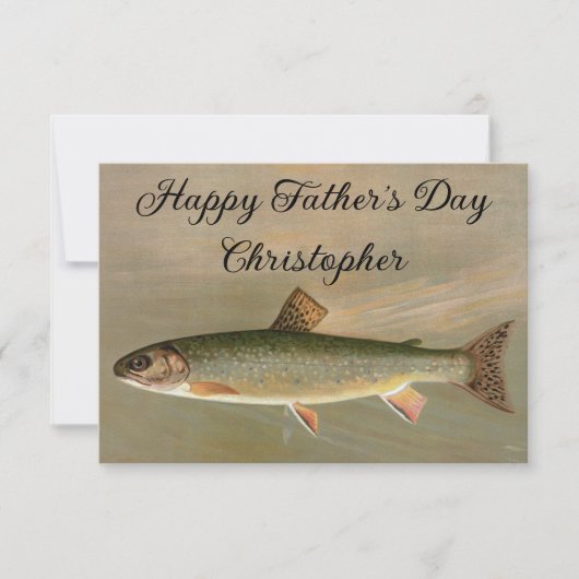 アメリカンブルックマス魚ヴィンテージイラストレーション (正面)