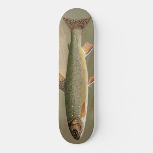 アメリカンブルックマス魚ヴィンテージイラストレーション スケートボード (正面)