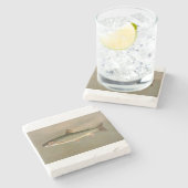 アメリカンブルックマス魚ヴィンテージイラストレーション ストーンコースター (横)