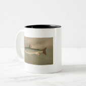 アメリカンブルックマス魚ヴィンテージイラストレーション ツートーンマグカップ (正面左)