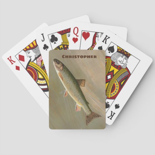 アメリカンブルックマス魚ヴィンテージ魚釣りアート トランプ (裏面)