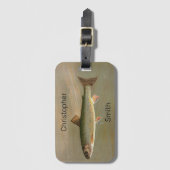 アメリカンブルックマス魚ヴィンテージ魚釣りアート ラゲッジタグ (正面縦)