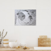 アメリカンブルドッグペットポートレートアートペンシルスケッチ ポスター (キッチン)