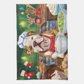 アメリカンブルドッグホリデーベーキング:フェスティバルクリスマス キッチンタオル (縦)