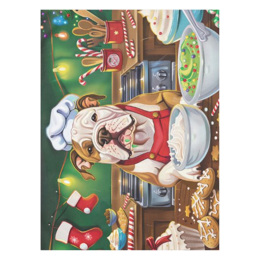 アメリカンブルドッグホリデーベーキング:フェスティバルクリスマス テーブルクロス (正面)