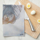 アメリカンブルドッグ芸術的ペットポートレート キッチンタオル (四つ折り)