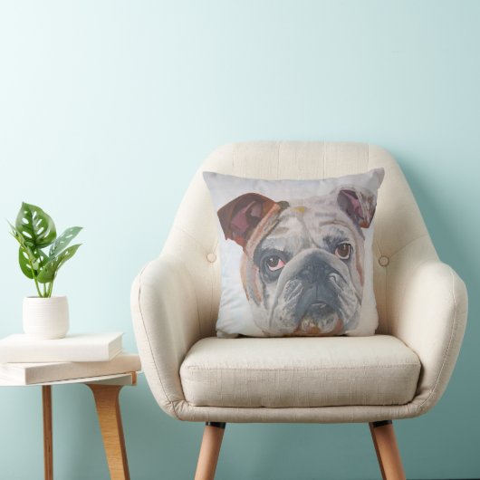 アメリカンブルドッグ芸術的ペットポートレート クッション (椅子)
