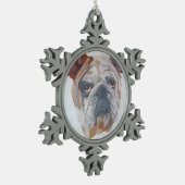 アメリカンブルドッグ芸術的ペットポートレート スノーフレークピューターオーナメント (左)