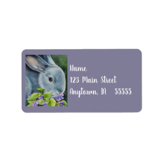 アメリカンブルーラビットインバイオリーブウォーターカラーアート ラベル
