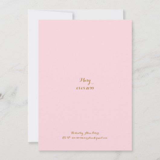 アメリカンプリンセスベイビーシャワーピンク招待状4 招待状 (裏面)