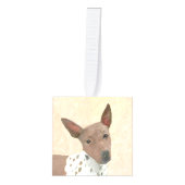 アメリカンヘアレス絵画テリアーズ – Dog Art キューブオーナメント (正面)