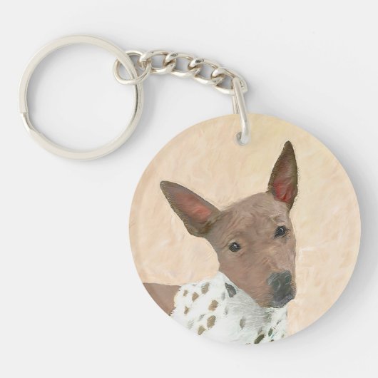 アメリカンヘアレス絵画テリアーズ – Dog Art キーホルダー (正面)