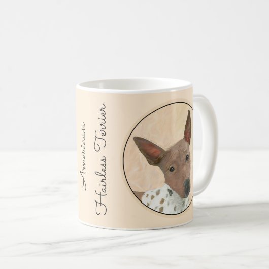 アメリカンヘアレス絵画テリアーズ – Dog Art コーヒーマグカップ (正面右)