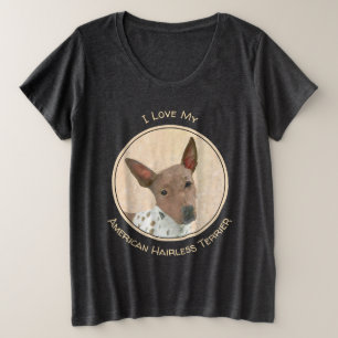 アメリカンヘアレス絵画テリアーズ – Dog Art プラスサイズTシャツ