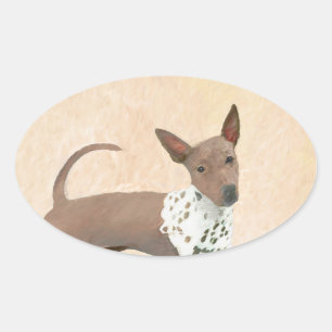 アメリカンヘアレス絵画テリアーズ – Dog Art 楕円形シール