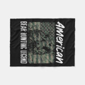 アメリカンベア狩りレジェンドアメリカ国旗ブラックベアH フリースブランケット (正面(横))