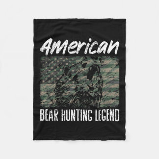 アメリカンベア狩りレジェンドアメリカ国旗ブラックベアH フリースブランケット