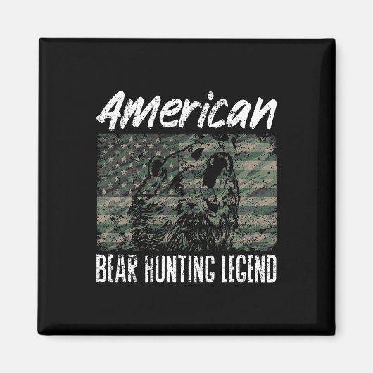 アメリカンベア狩りレジェンドアメリカ国旗ブラックベアH マグネット (正面)