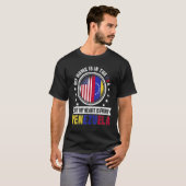 アメリカンベネズエラ国旗のハートベネズエラアメリカン Tシャツ (正面フル)