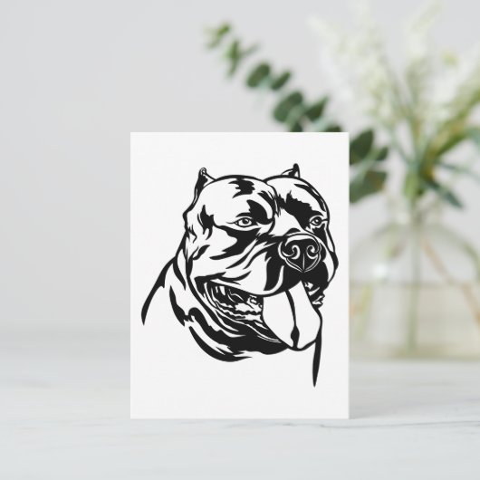 アメリカンベリードッグ黒シルエットフード付 ポストカード (スタンド正面)