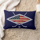 アメリカンホッケー国旗のロゴ ランバークッション (ブランケット)