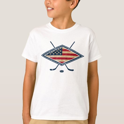 アメリカンホッケー国旗のロゴ Tシャツ (正面)