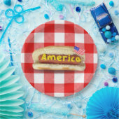 アメリカンホットドッグオンバッファロープレイド紙プレート ペーパープレート (パーティー)