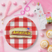 アメリカンホットドッグオンバッファロープレイド紙プレート ペーパープレート (パーティー)