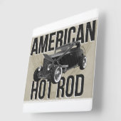 アメリカンホットロッド 壁掛け時計 ブラウンVer スクエア壁時計 (傾斜)