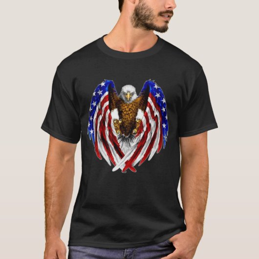 アメリカンホワイトヘッドイーグル正面図 Tシャツ (正面)