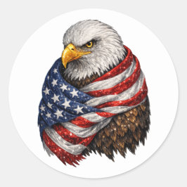 アメリカンホワイトヘッドワシの旗 ラウンドシール