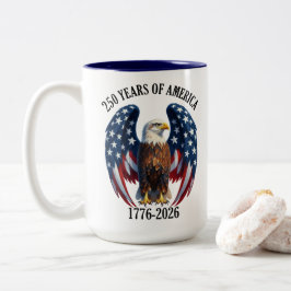 アメリカンホワイトヘッドワシ 愛国 250周年 1776-2026 ツートーンマグカップ