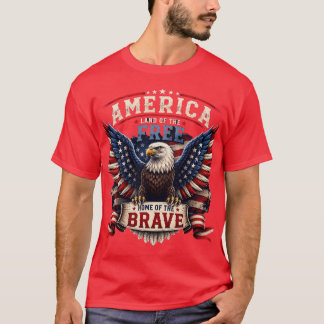 アメリカンホワイトヘッドワシ 7月4日Tシャツ デザイン Tシャツ