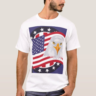 アメリカンホワイトヘッド+アメリカ国旗 愛国Tシャツ Tシャツ