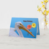 アメリカンホワイトペリカン誕生日カード カード (黄色い花)