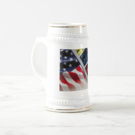 アメリカンホワイトレッドとブルーホワイト/金ゴールド22 oz Stein ビールジョッキ